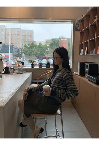 striped knit cardigan