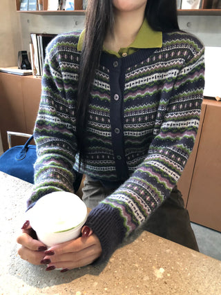 striped knit cardigan