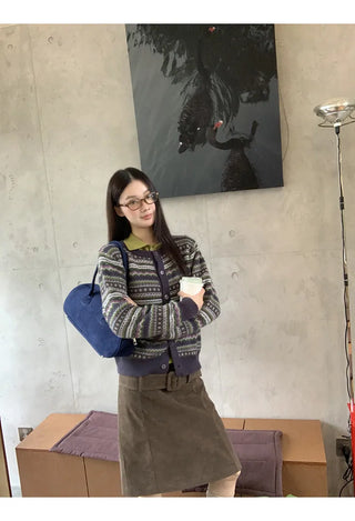 striped knit cardigan