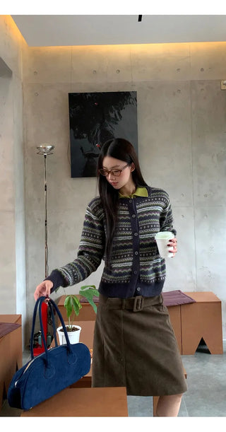 striped knit cardigan