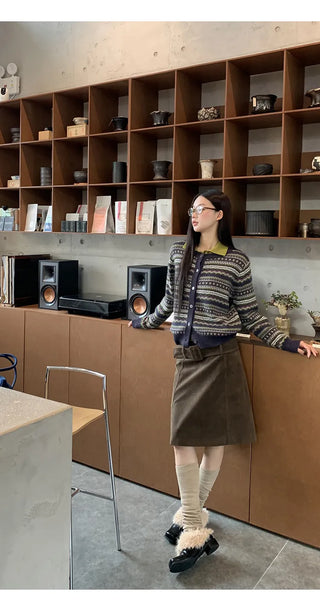 striped knit cardigan