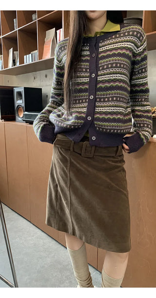 striped knit cardigan