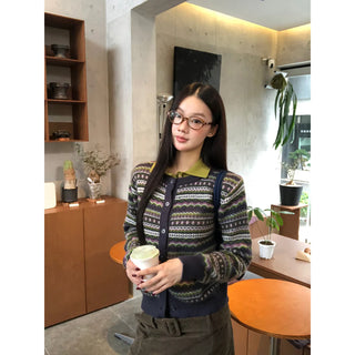 striped knit cardigan