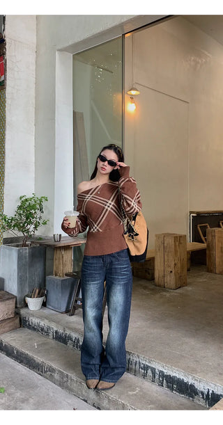 coffee plaid sweater