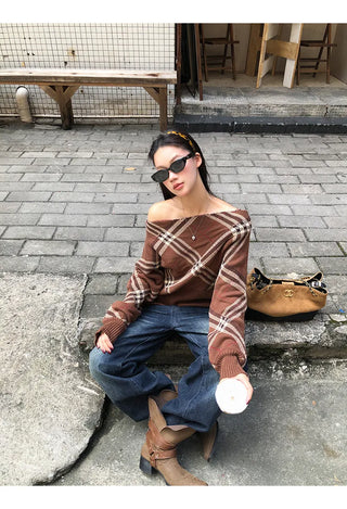 coffee plaid sweater