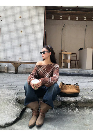 coffee plaid sweater