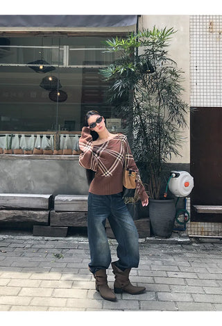 coffee plaid sweater