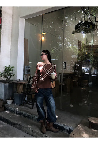 coffee plaid sweater