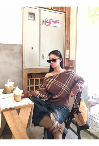 coffee plaid sweater