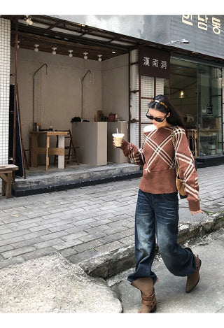 coffee plaid sweater