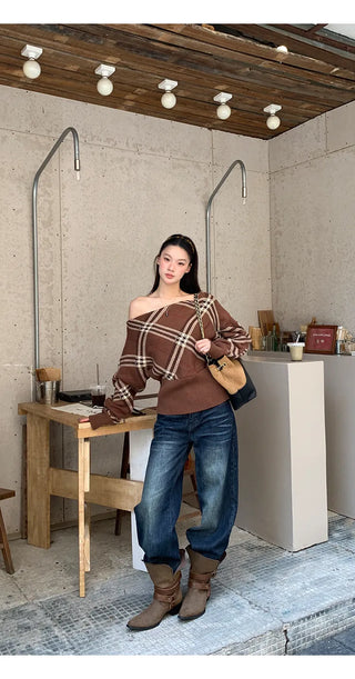 coffee plaid sweater