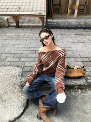 coffee plaid sweater