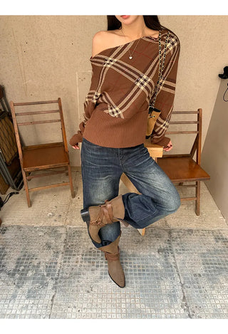 coffee plaid sweater