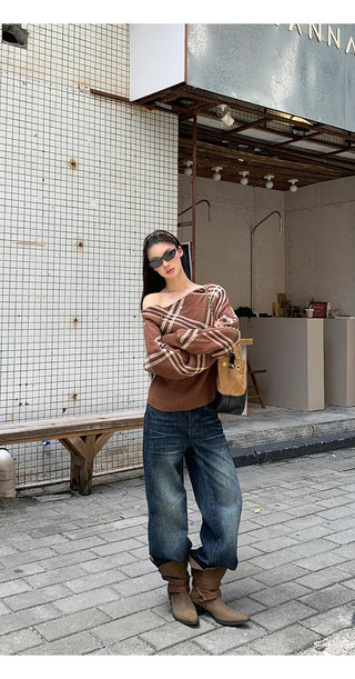 coffee plaid sweater