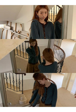 striped knit cardigan