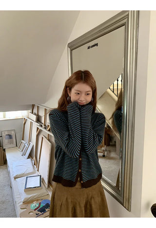 striped knit cardigan