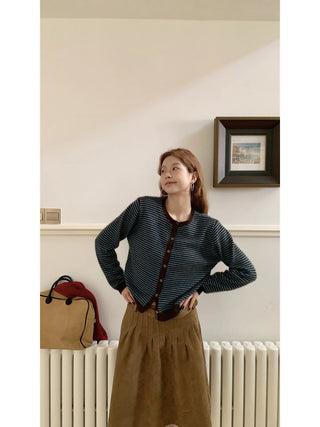 striped knit cardigan