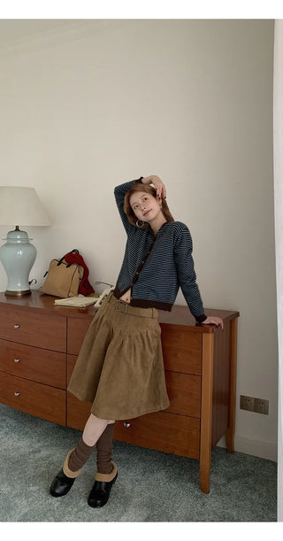 striped knit cardigan