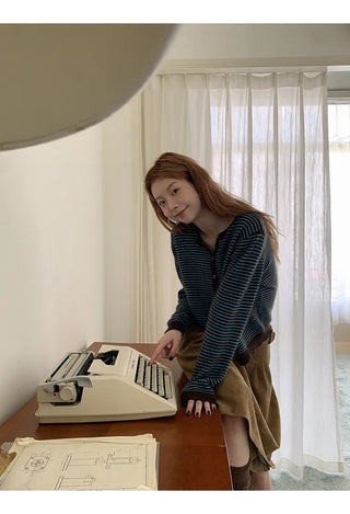 striped knit cardigan