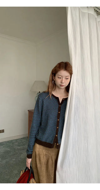 striped knit cardigan