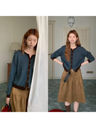 striped knit cardigan