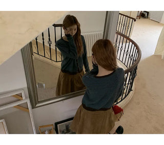 striped knit cardigan