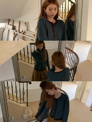 striped knit cardigan