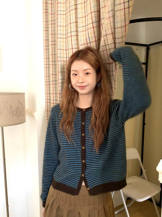 striped knit cardigan