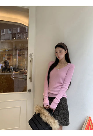pink slim sweater