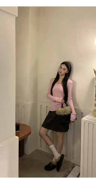 pink slim sweater