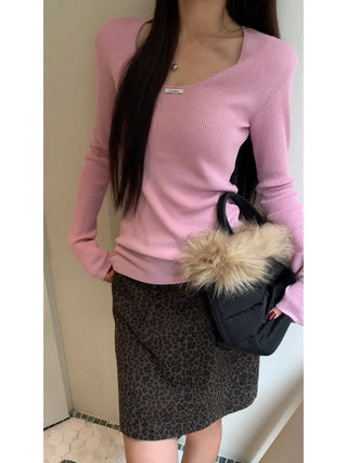 pink slim sweater