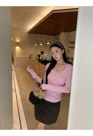 pink slim sweater