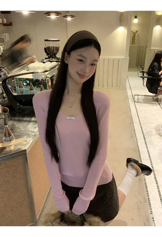 pink slim sweater