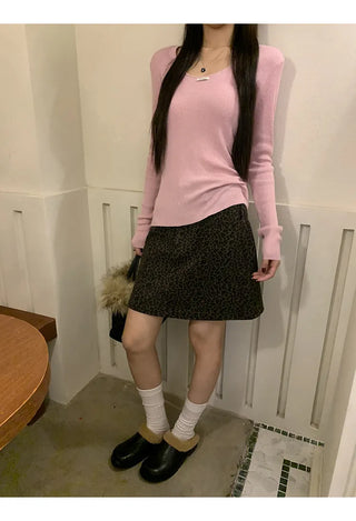 pink slim sweater