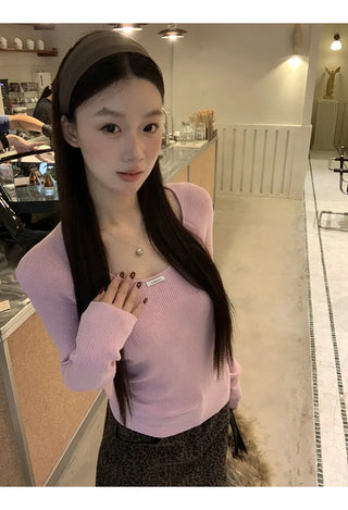 pink slim sweater