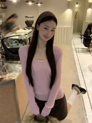 pink slim sweater