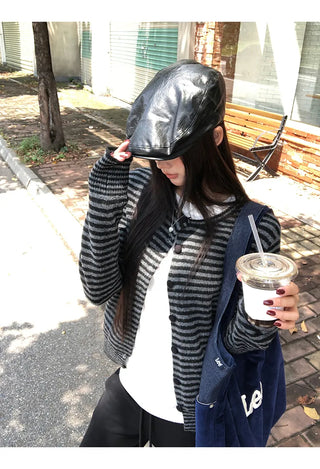 striped knit cardigan