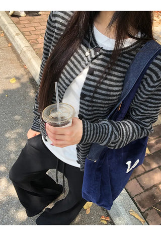 striped knit cardigan