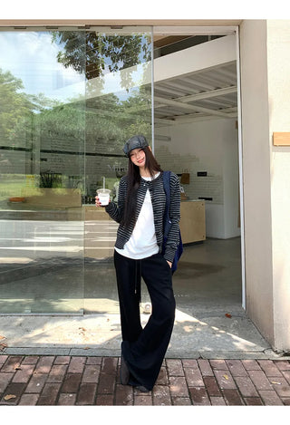 striped knit cardigan