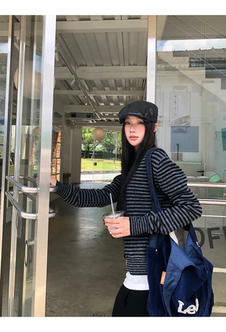 striped knit cardigan