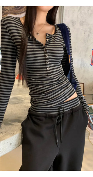 striped slim top