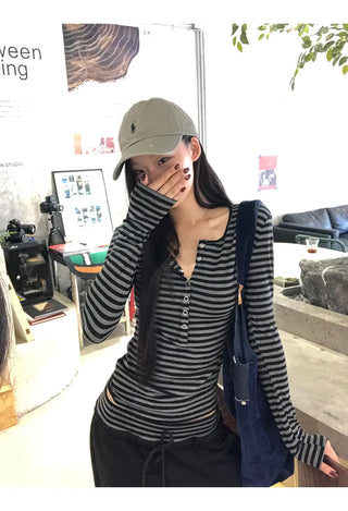striped slim top