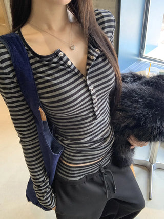 striped slim top