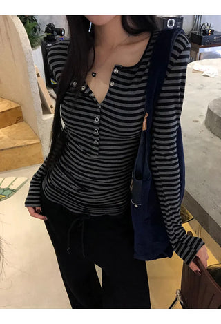 striped slim top