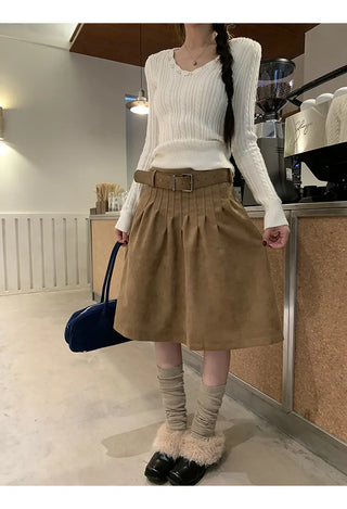 brown suede skirt