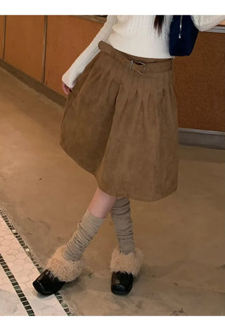 brown suede skirt