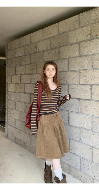 brown suede skirt