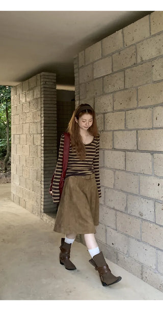 brown suede skirt