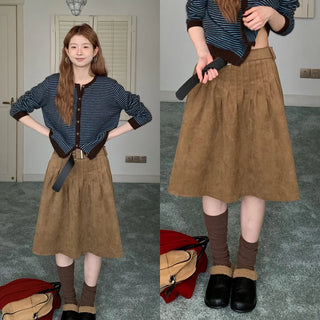 brown suede skirt