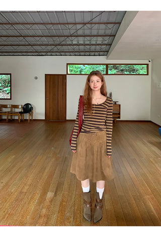 brown suede skirt